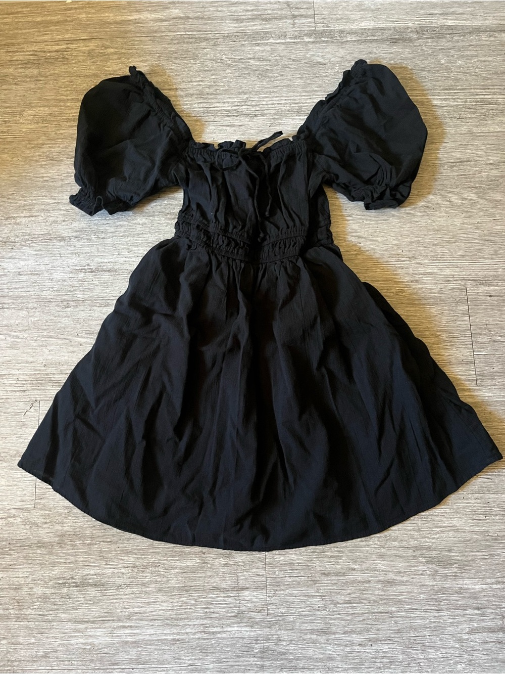 aerie Black Puff Sleeve Mini Boho Dress small